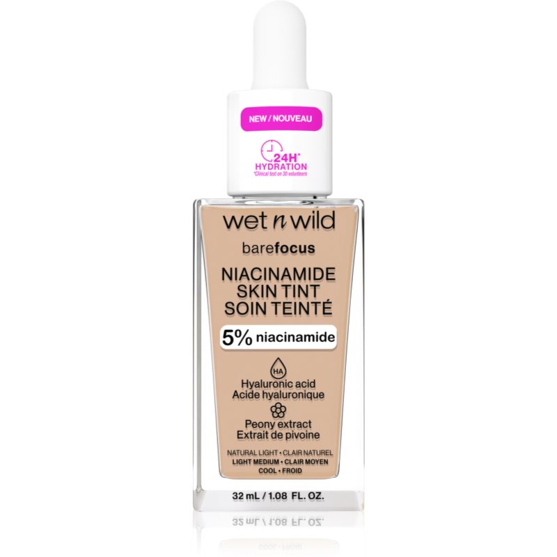 Wet n Wild Bare Focus Niacinamide Skin Tint könnyű hidratáló alapozó árnyalat Natural Light (Cool) 32 ml-Ár