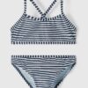 White-Blue Girls' Striped Two Piece Swimwear name it Felisia - Unisex