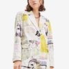White Desigual Lia Patterned Jacket - Ladies