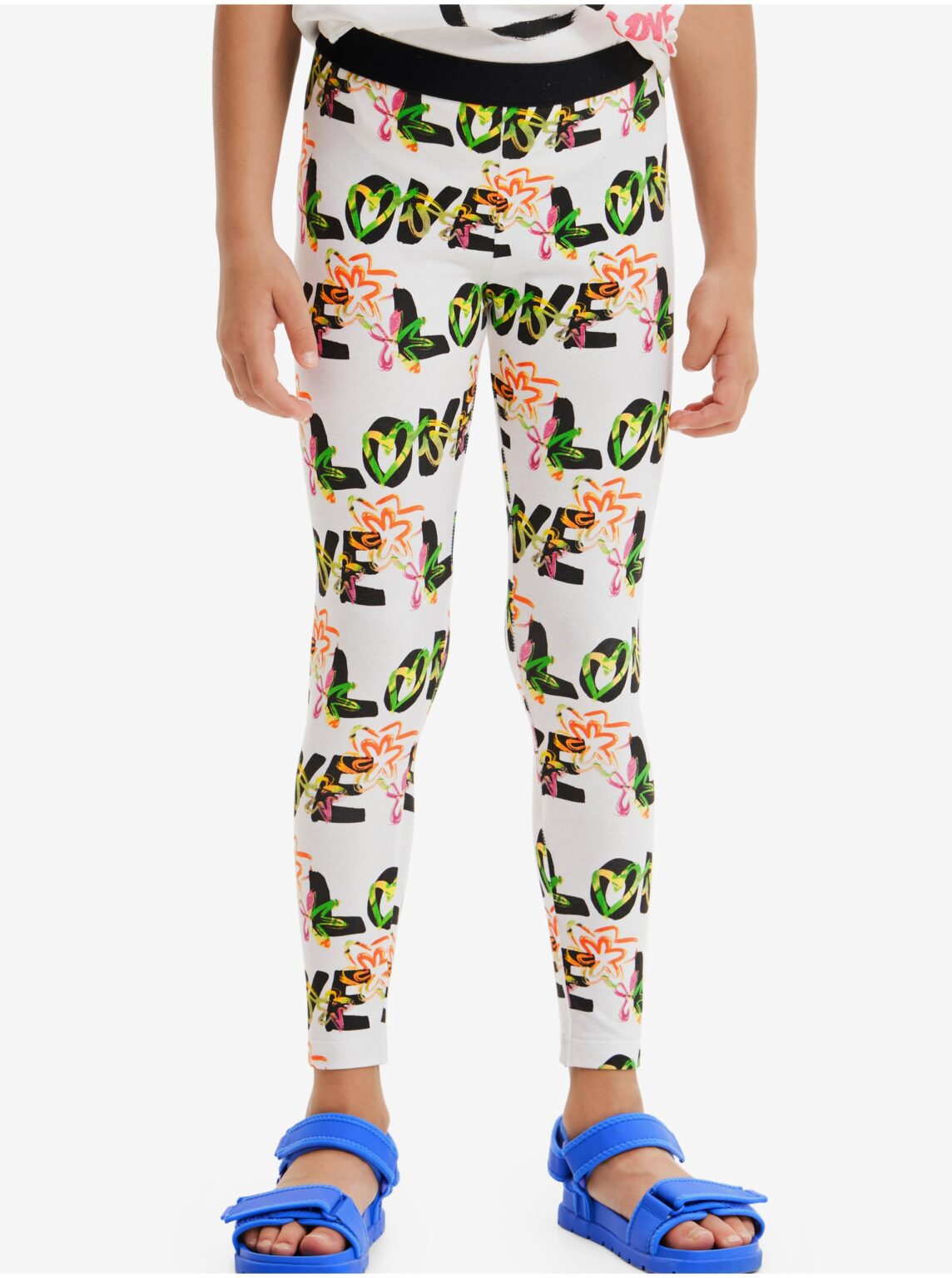 White Girly Patterned Leggings Desigual Garden - Girls