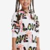 White Girly Patterned Sweatshirt Desigual Flavia - Girls