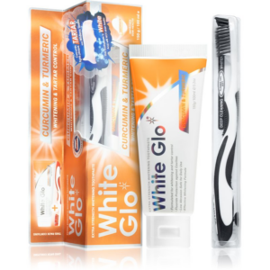 White Glo Whitening & Tartar Control fehérítő fogkrém kefével Curcumin and Turmeric 150 g-Ár