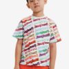 White Kids patterned T-Shirt Desigual Logomania - Boys