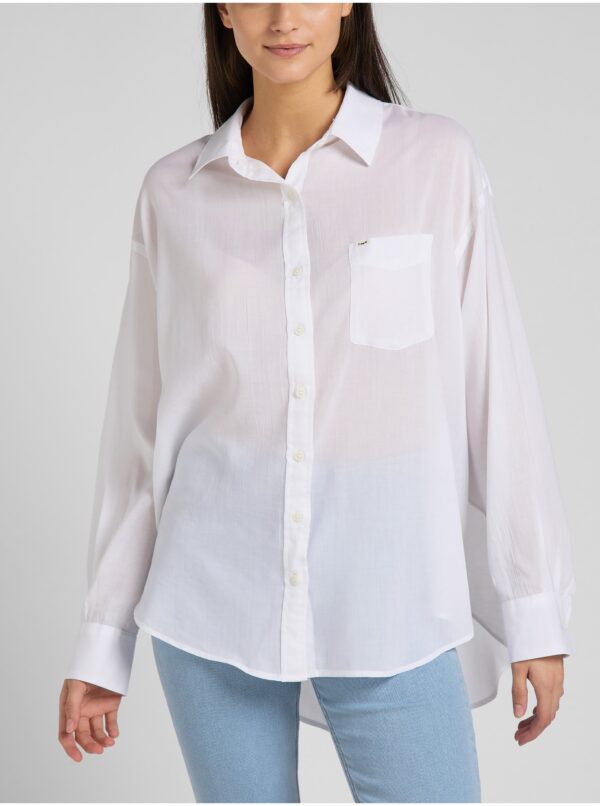 White Ladies Loose Shirt with Extended Back Lee - Women