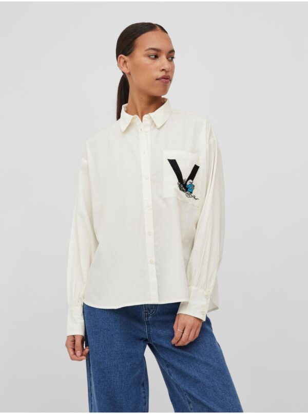 White Ladies Shirt VILA Smurfy - Women White Ladies Shirt VILA Smurfy - Women