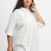 White Ladies Shirt with Linen Fransa - Ladies