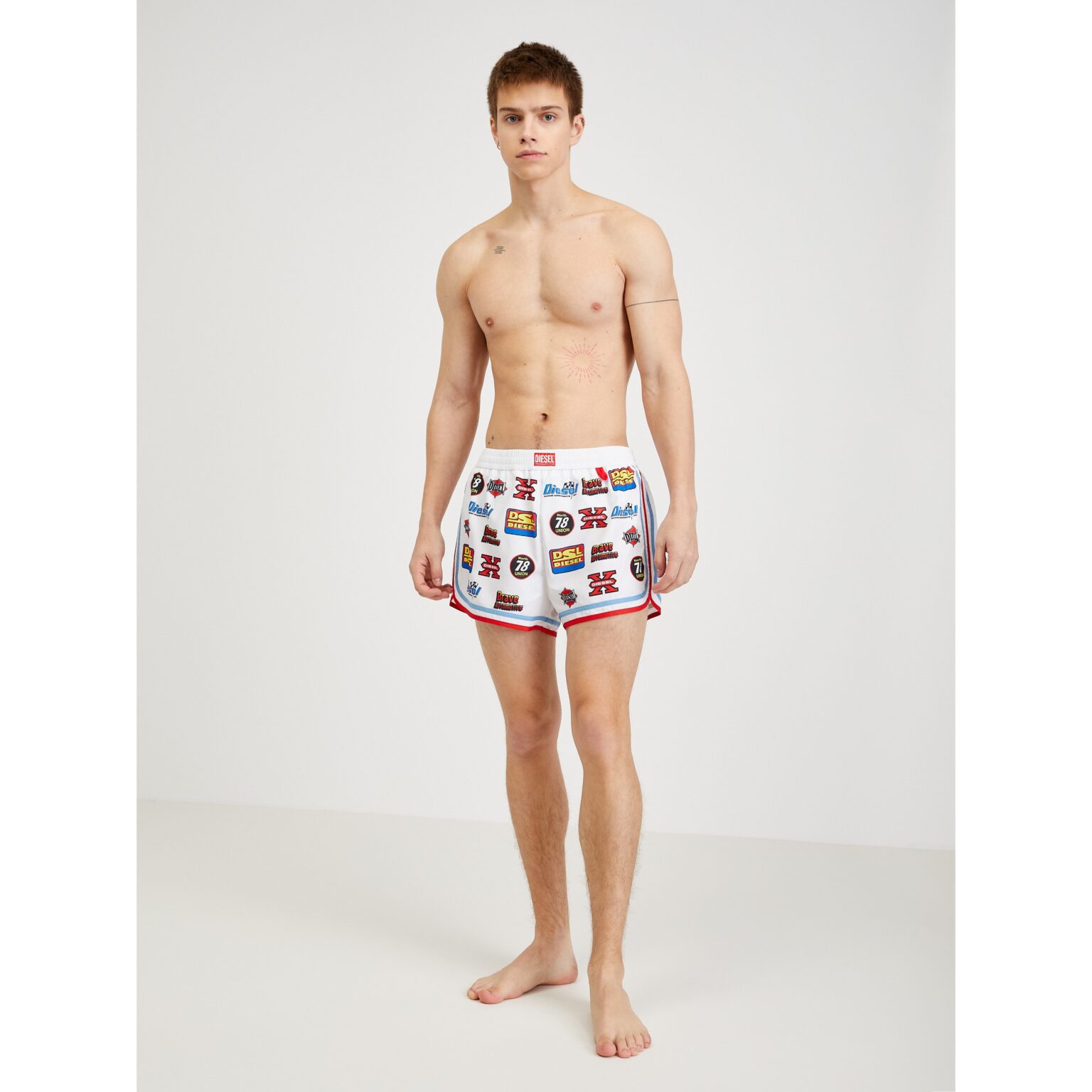 White Mens Patterned Swimwear Diesel - Men