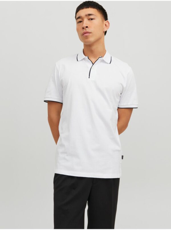 White Mens Polo T-Shirt Jack & Jones La Porter - Men