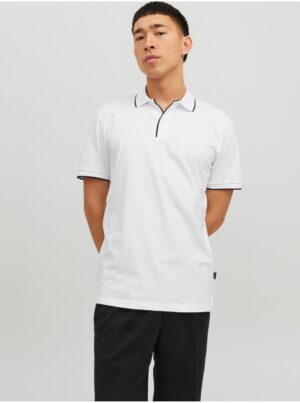 White Mens Polo T-Shirt Jack & Jones La Porter - Men