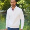 White Men's Zip Neck Sweat Fruit of the Loom