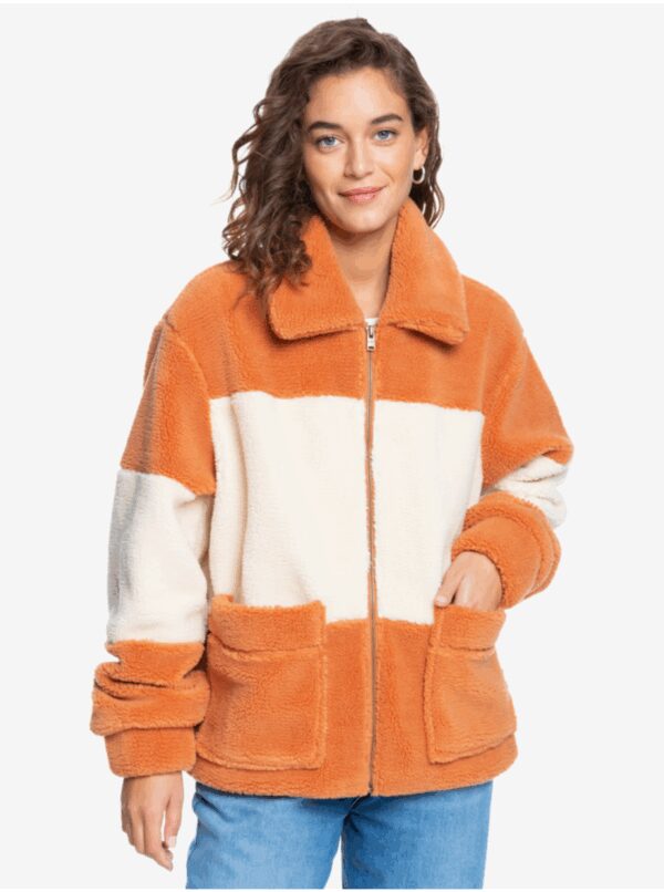 White-Orange Striped Jacket Roxy - Women