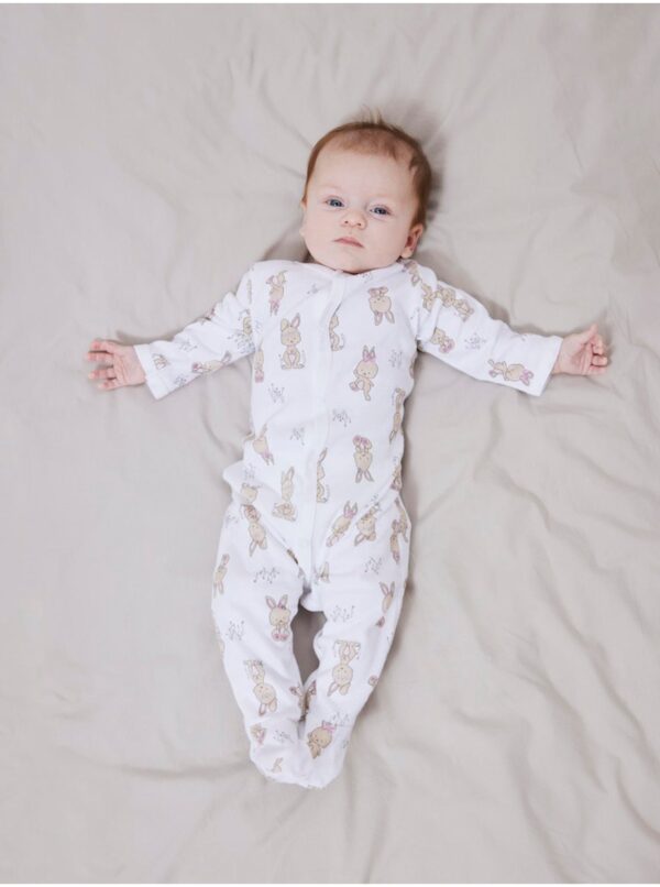 White Patterned Jumpsuit Name It Night Suit - Girls