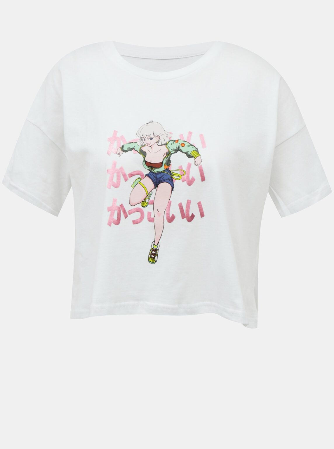 White Short T-shirt with print Noisy May Ken - Women