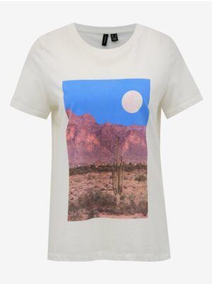 White T-shirt with VERO MODA Desert print White T-shirt with VERO MODA Desert print