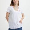 White T-shirt with embroidery Pieces Billy - Women