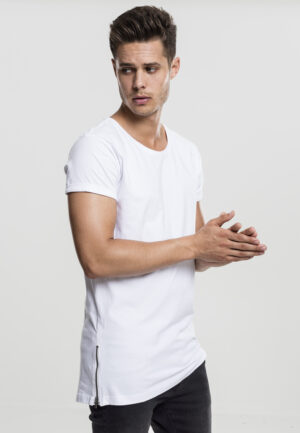 White T-shirt with long side zipper