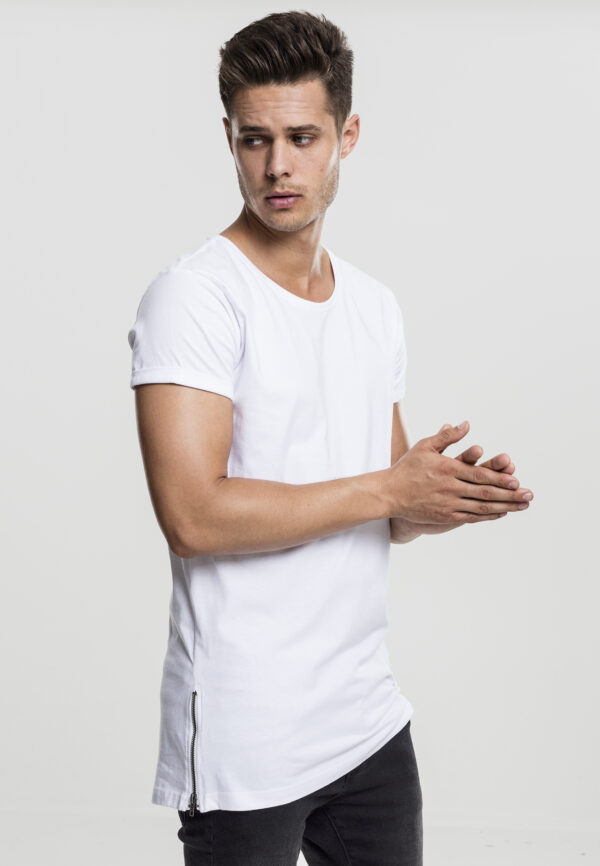 White T-shirt with long side zipper