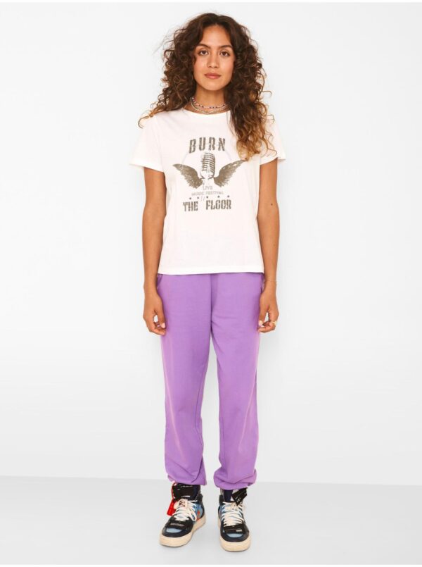 White T-shirt with print Noisy May Nate - Women White T-shirt with print Noisy May Nate - Women