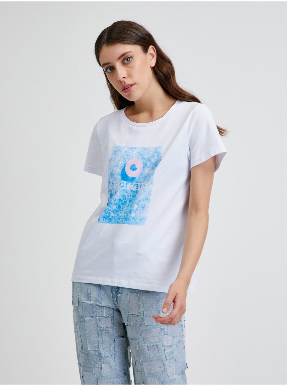 White T-shirt with print Noisy May Nate - Women
