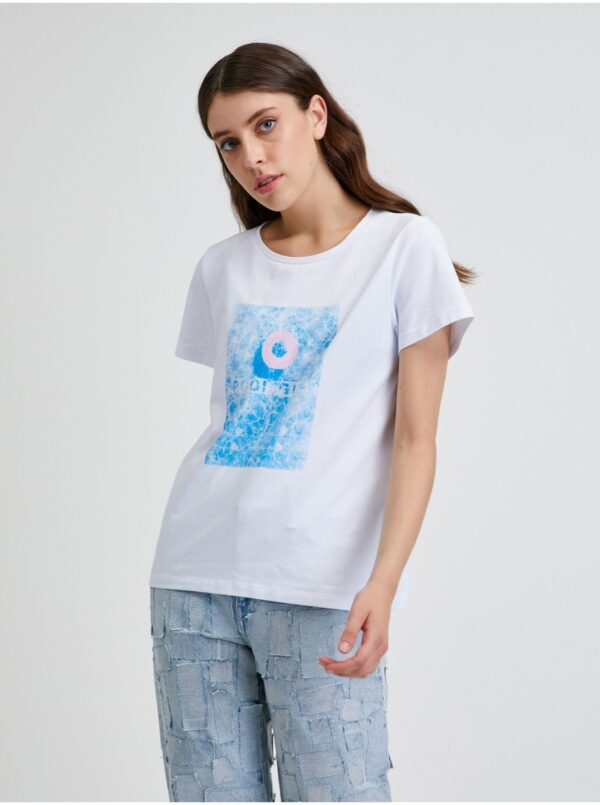 White T-shirt with print Noisy May Nate - Women White T-shirt with print Noisy May Nate - Women