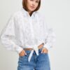 White Women Patterned Cropped Shirt Guess - Women