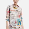 White Women Patterned Shirt Desigual Newspaper - Women