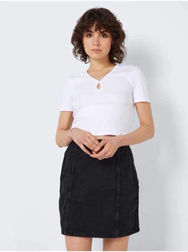 White Womens Basic T-Shirt Noisy May Maya - Women White Womens Basic T-Shirt Noisy May Maya - Women