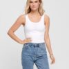 White Womens Basic Tank Top ONLY Live Love - Women