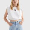 White Womens Cropped T-Shirt Tommy Jeans - Women