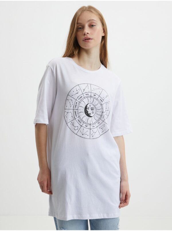 White Womens Extended Oversize T-Shirt Noisy May Zodiac - Women White Womens Extended Oversize T-Shirt Noisy May Zodiac - Women