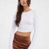 White Womens Long Sleeve T-Shirt Noisy May Aya - Women