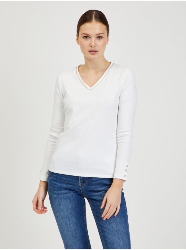 White Women's Long Sleeve T-Shirt ORSAY - Women White Women's Long Sleeve T-Shirt ORSAY - Women