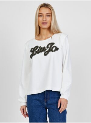 White Women's Patterned T-Shirt with Balloon Sleeves Liu Jo - Women White Women's Patterned T-Shirt with Balloon Sleeves Liu Jo - Women