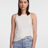 White Women's Ribbed Basic Tank Top Pieces Hand - Women's