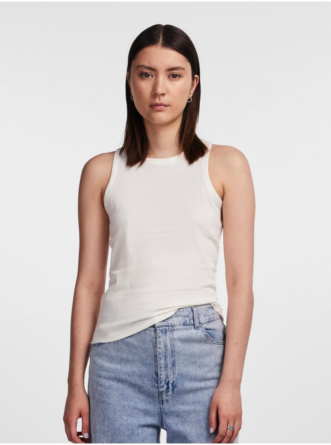 White Women's Ribbed Basic Tank Top Pieces Hand - Women's