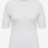 White Women's Ribbed T-Shirt ONLY CARMAKOMA Ally - Women