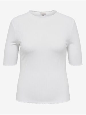 White Women's Ribbed T-Shirt ONLY CARMAKOMA Ally - Women