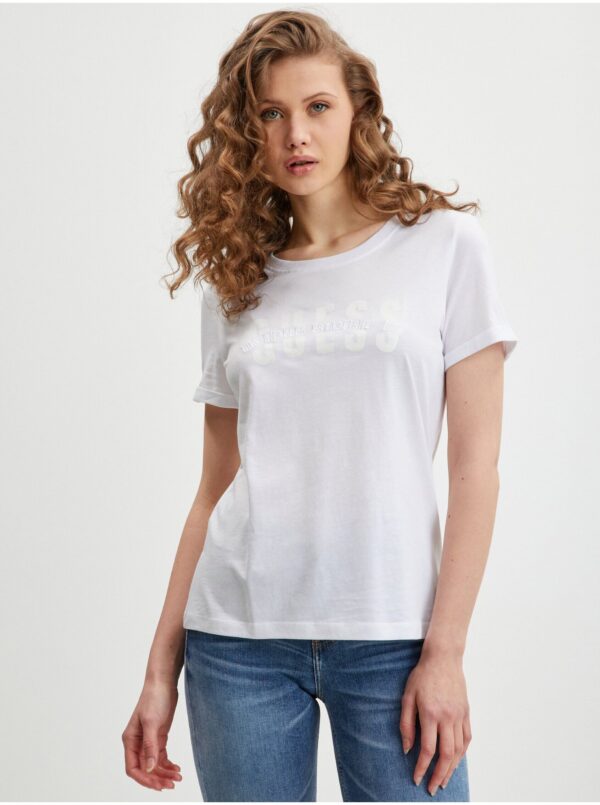 White Women's T-Shirt Guess Agata - Women White Women's T-Shirt Guess Agata - Women