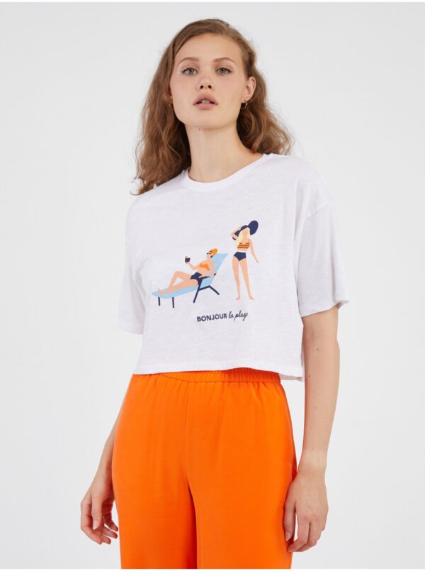 White Women's T-Shirt ONLY Bone - Women White Women's T-Shirt ONLY Bone - Women