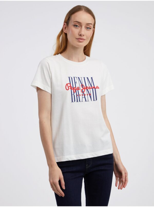 White Women's T-Shirt Pepe Jeans Camille - Women
