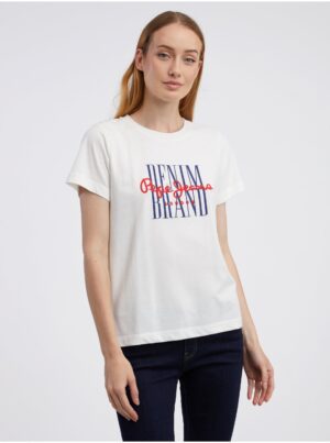 White Women's T-Shirt Pepe Jeans Camille - Women White Women's T-Shirt Pepe Jeans Camille - Women