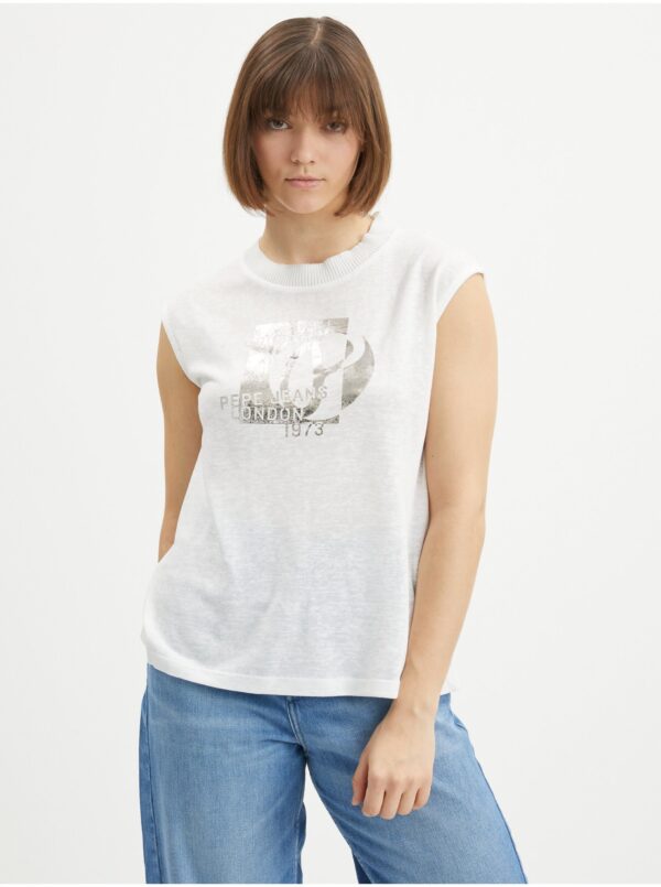 White Women's T-shirt with Pepe Jeans Avis - Women White Women's T-shirt with Pepe Jeans Avis - Women