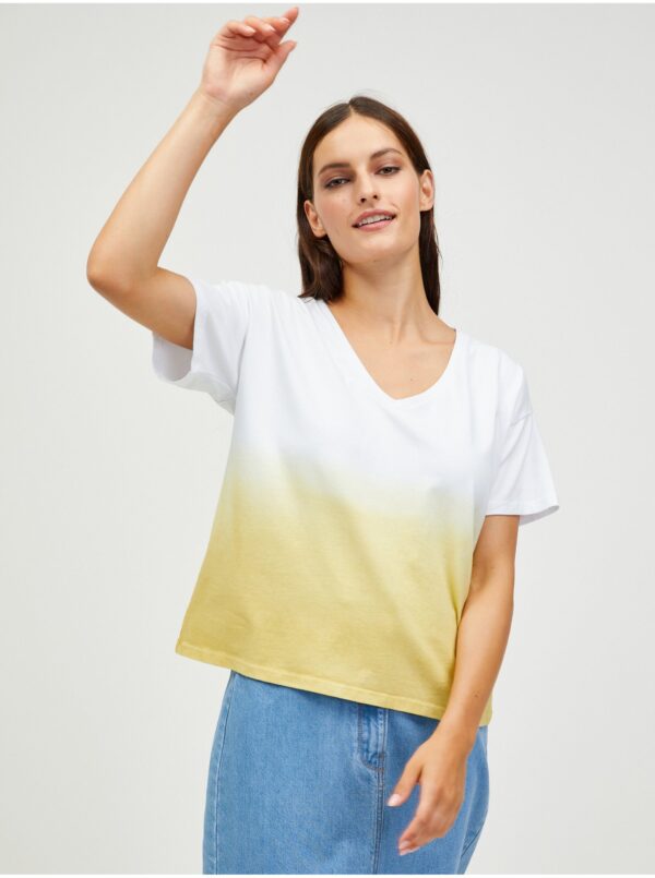 White-Yellow T-Shirt Pieces Abba - Women White-Yellow T-Shirt Pieces Abba - Women