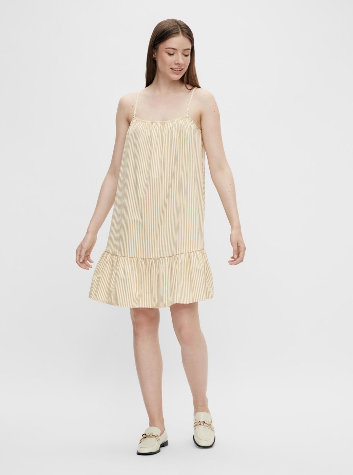 White and Beige Striped Dress Pieces Palli - Women