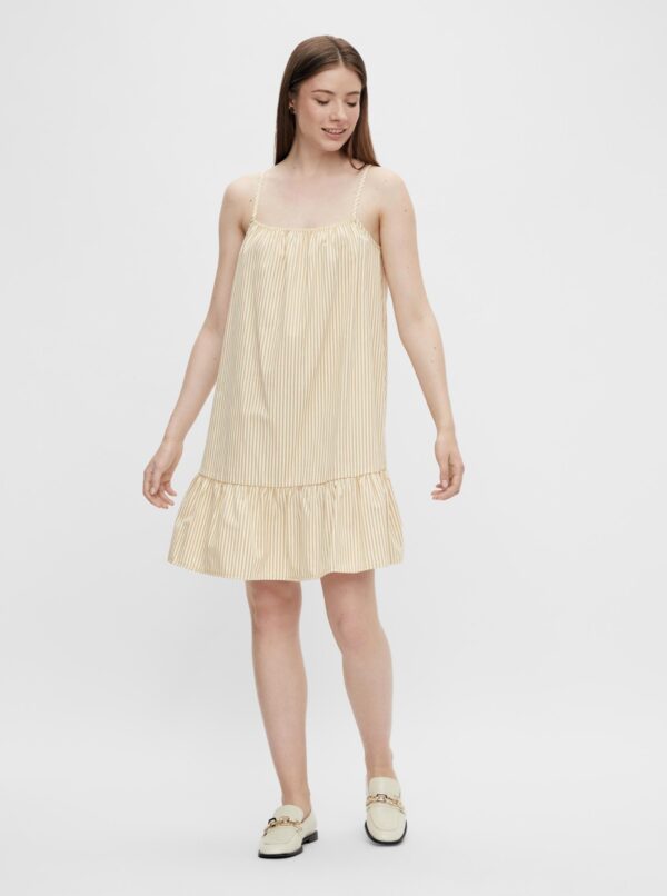 White and Beige Striped Dress Pieces Palli - Women