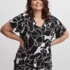 White and Black Women Patterned T-Shirt Fransa - Women