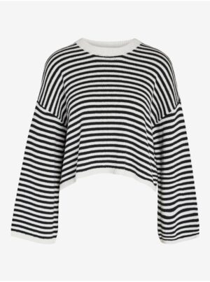 White and Black Women Striped Crop Top Sweater Noisy May Lony - Women White and Black Women Striped Crop Top Sweater Noisy May Lony - Women