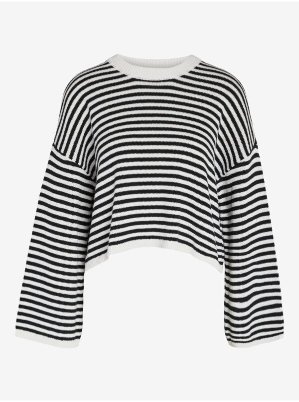 White and Black Women Striped Crop Top Sweater Noisy May Lony - Women White and Black Women Striped Crop Top Sweater Noisy May Lony - Women