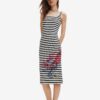 White and Black Women Striped Dress Desigual Carpark - Women