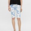 White and Blue Patterned Short Leggings Pieces Tabbi Biker Shorts - Women